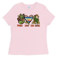 Bubblegum Pink peace love san judas Ladies Tee - JahusDesignShop