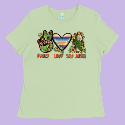 Peace Love San Judas Ladies Tee Designed By Jahusdesignshop
