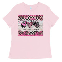 Bubblegum Pink peace love racing Ladies Tee - JahusDesignShop