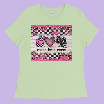 Peace Love Racing Ladies Tee Designed By Jahusdesignshop