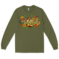Army Green thankful pumpkins Long Sleeve Tee - MaliasSmallBusiness