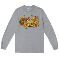 Heather Grey thankful pumpkins Long Sleeve Tee - MaliasSmallBusiness