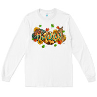 White thankful pumpkins Long Sleeve Tee - MaliasSmallBusiness