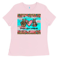Bubblegum Pink peace love pitbull Ladies Tee - JahusDesignShop