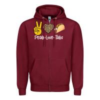Burgundy Peace Love Tacos Zipper Hoodie - Bettercallsaul