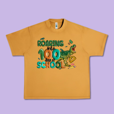 Roaring Into 100 Day Of School Urban Heavy Tee Designed By Maliassmallbusiness