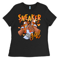 Black orange galaxy sneaker girl afro woman Ladies Tee - RanaPortraitStore