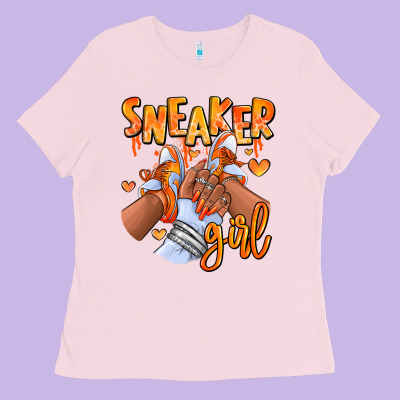 Orange Galaxy Sneaker Girl Afro Woman Ladies Tee Designed By Ranaportraitstore