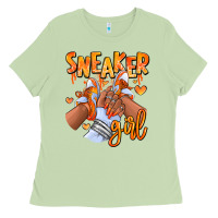 Matcha orange galaxy sneaker girl afro woman Ladies Tee - RanaPortraitStore