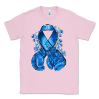 Bubblegum Pink Blue ribbon with boxing gloves Classic Tee - NancyCooperArtShop