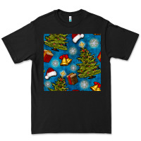Black christmas trees and bells seamless pattern Premium Tee - BundleAndBundleShop