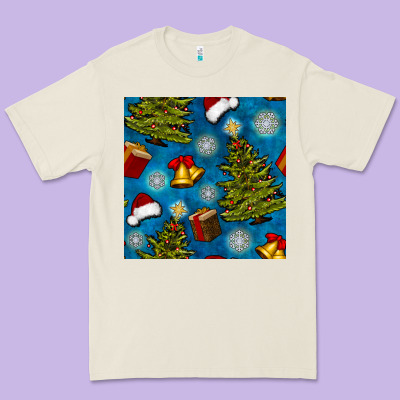 Christmas Trees And Bells Seamless Pattern Premium Tee Designed By Bundleandbundleshop