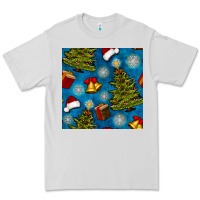 Dove Grey christmas trees and bells seamless pattern Premium Tee - BundleAndBundleShop