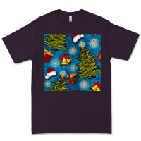 Plum christmas trees and bells seamless pattern Premium Tee - BundleAndBundleShop
