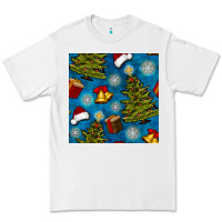 White christmas trees and bells seamless pattern Premium Tee - BundleAndBundleShop