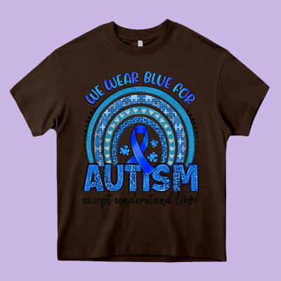 We Wear Blue For Autism Accept Understand Love Heavy Core Tee Designed By Artiststas