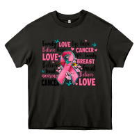 Breast Cancer Ribbons With Cancer Words Heavy Core Tee | Teevron