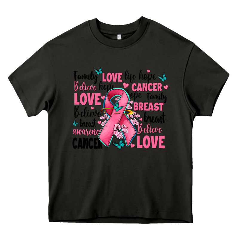 Breast Cancer Ribbons With Cancer Words Heavy Core Tee by AdoDesignShop | Teevron