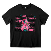 Black breast cancer ribbons with cancer words Heavy Core Tee - AdoDesignShop