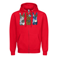 Red Easter Bunnies Zipper Hoodie - Bettercallsaul