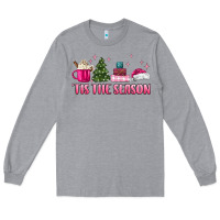 Heather Grey tis the season pink christmas Long Sleeve Tee - MaliasSmallBusiness