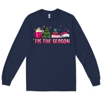 Navy tis the season pink christmas Long Sleeve Tee - MaliasSmallBusiness