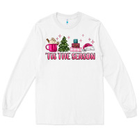 White tis the season pink christmas Long Sleeve Tee - MaliasSmallBusiness