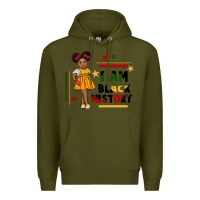 Army Green i am black history black girl peekaboo juneteenth Premium Hoodie - CowGirlArtShop