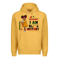 Mustard i am black history black girl peekaboo juneteenth Premium Hoodie - CowGirlArtShop