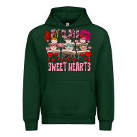Forest Green Valentine's Day My Class Is Full Of Sweet Hearts Urban Hoodie - FaDigitalArtStudio