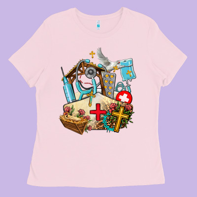 Nurse  Cross And Jesus Ladies Tee Designed By Adodesignshop