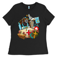 Black nurse  cross and jesus Ladies Tee - AdoDesignShop