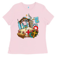 Bubblegum Pink nurse  cross and jesus Ladies Tee - AdoDesignShop