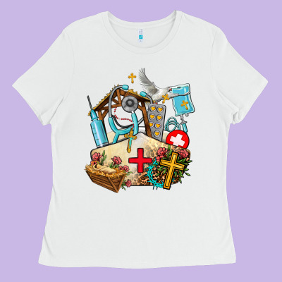 Nurse  Cross And Jesus Ladies Tee Designed By Adodesignshop