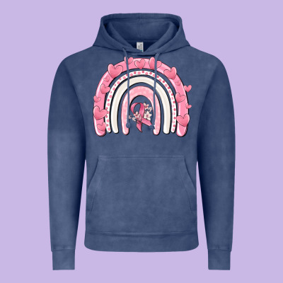 Breast Cancer  Rainbow Vintage Hoodie Designed By Maliassmallbusiness