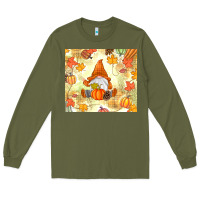 Army Green fall gnome Long Sleeve Tee - MaliasSmallBusiness