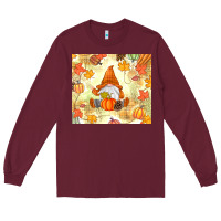 Burgundy fall gnome Long Sleeve Tee - MaliasSmallBusiness