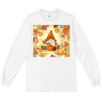 White fall gnome Long Sleeve Tee - MaliasSmallBusiness