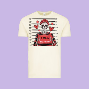 I Steal Hearts Skeleton Valentine's Day Vintage Tee Designed By Maliassmallbusiness