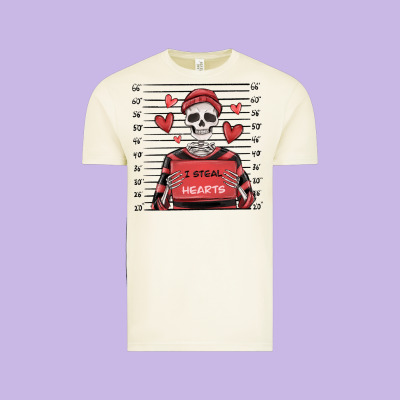 I Steal Hearts Skeleton Valentine's Day Vintage Tee Designed By Maliassmallbusiness