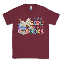 Burgundy just a girl who loves books Classic Tee - MaliasSmallBusiness