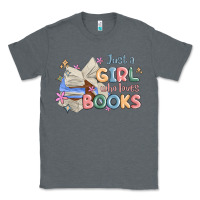Charcoal Heather just a girl who loves books Classic Tee - MaliasSmallBusiness