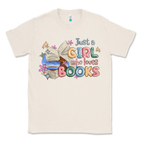 Natural just a girl who loves books Classic Tee - MaliasSmallBusiness