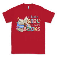 Red just a girl who loves books Classic Tee - MaliasSmallBusiness