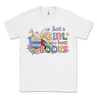 White just a girl who loves books Classic Tee - MaliasSmallBusiness