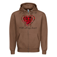 Chestnut I love you with all my heart Zipper Hoodie - Bettercallsaul