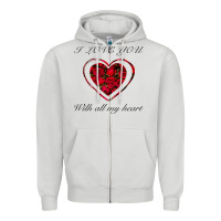 Dove Grey I love you with all my heart Zipper Hoodie - Bettercallsaul