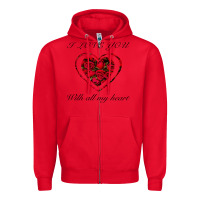 Red I love you with all my heart Zipper Hoodie - Bettercallsaul