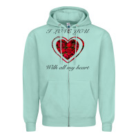 Seafoam I love you with all my heart Zipper Hoodie - Bettercallsaul