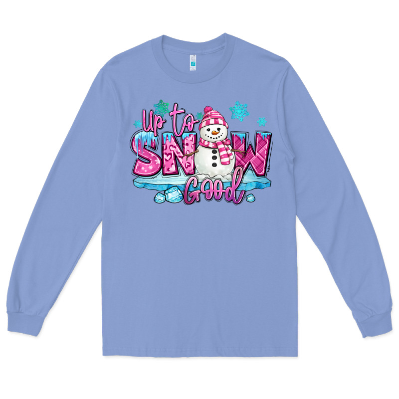 Up To Snow Good Pink Christmas Winter Snowman Long Sleeve Tee by MaliasSmallBusiness | Teevron